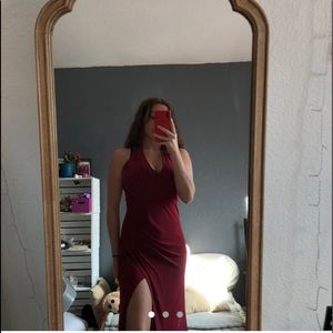 Wine red prom dress